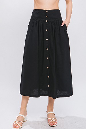 CHAMBRAY BUTTON FRONT SKIRT