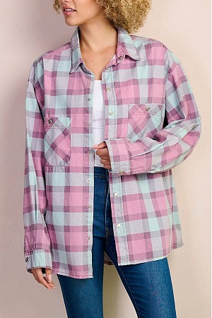 BUTTON UP OVERSIZED CHECKERS B ...