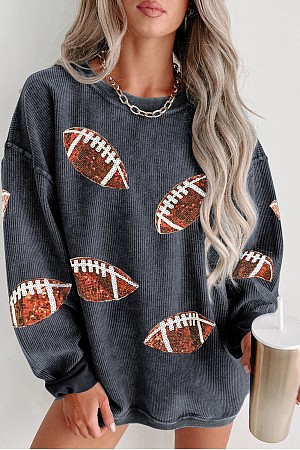 Sequin Rugby Graphic Corded Ba ...